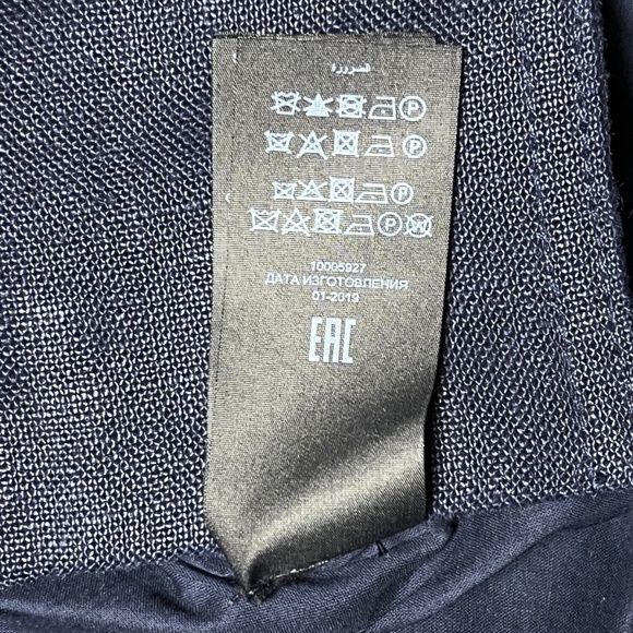 Tory Burch Linen Sheath Dress Size 4 Button Front Navy Blue Sleeveless Pockets - Picture 8 of 9